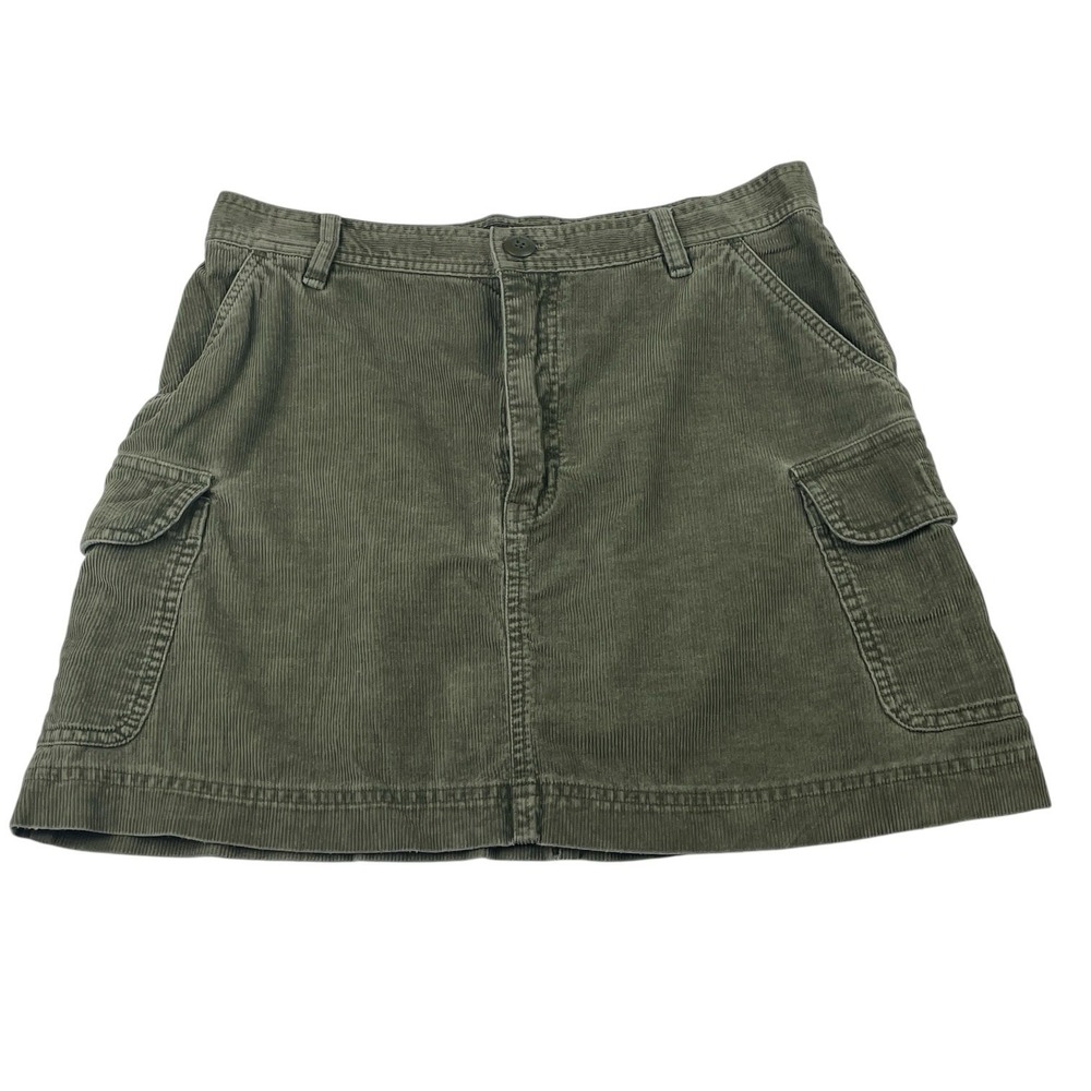 Abercrombie & Fitch Women's Cargo Mini Skirt Green Corduroy Size 8 Y2K Utility
